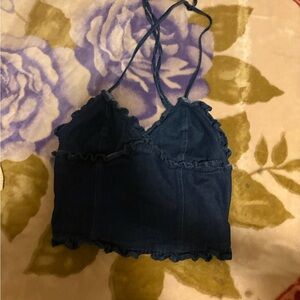 Dark Blue Denim Ruffle Crop Cami each one $10
